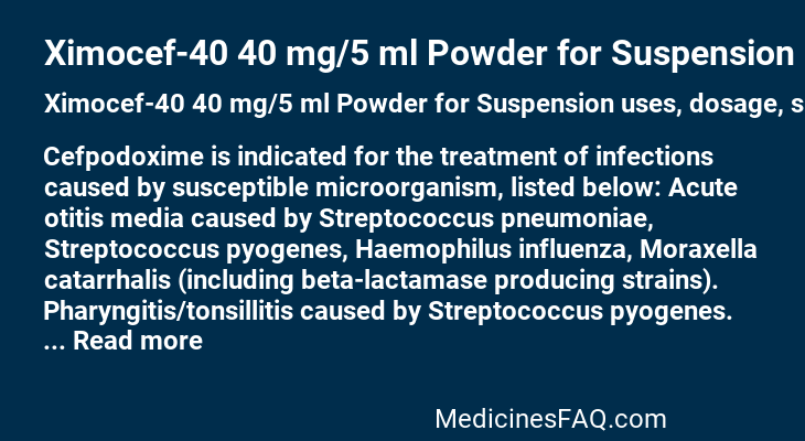 Ximocef-40 40 mg/5 ml Powder for Suspension