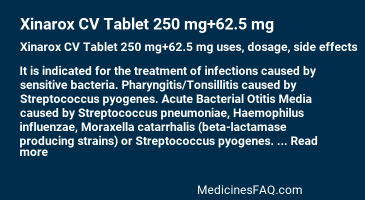 Xinarox CV Tablet 250 mg+62.5 mg