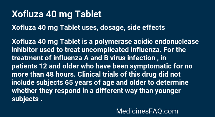 Xofluza 40 mg Tablet