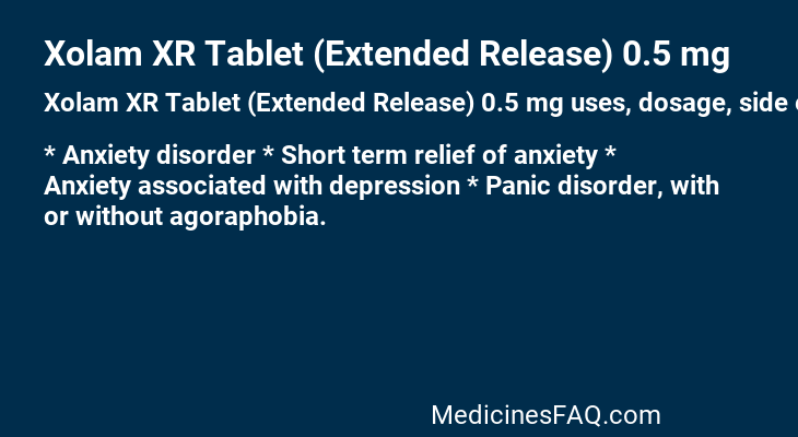 Xolam XR Tablet (Extended Release) 0.5 mg