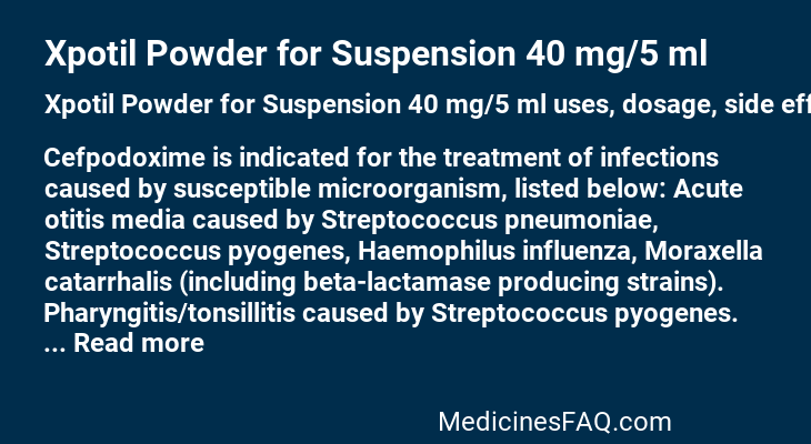 Xpotil Powder for Suspension 40 mg/5 ml