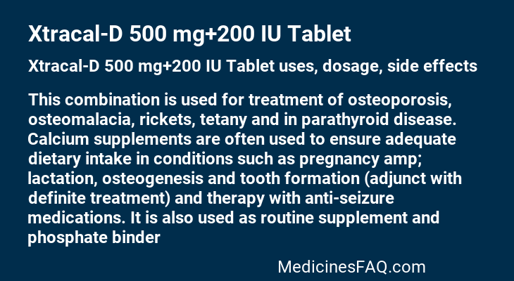 Xtracal-D 500 mg+200 IU Tablet