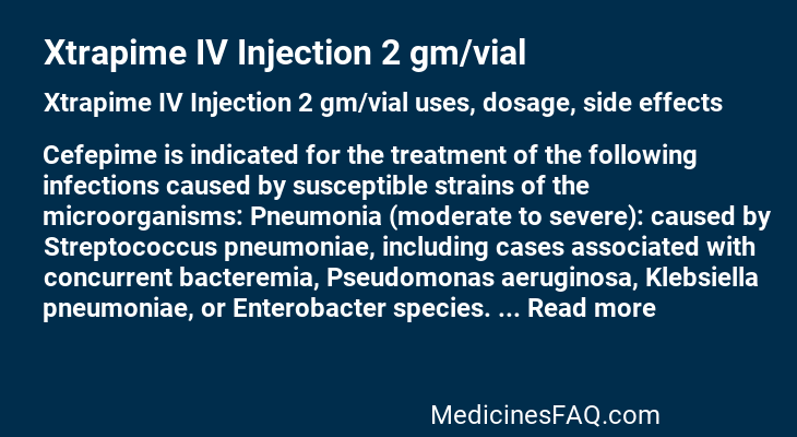 Xtrapime IV Injection 2 gm/vial