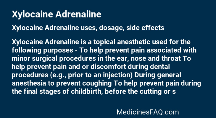 Xylocaine Adrenaline