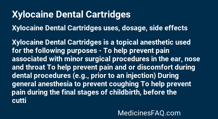 Xylocaine Dental Cartridges