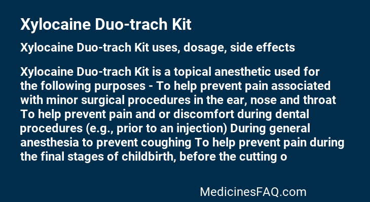 Xylocaine Duo-trach Kit