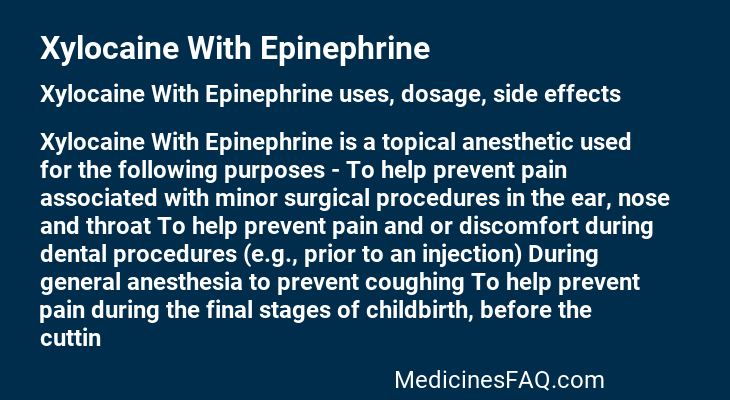 Xylocaine With Epinephrine