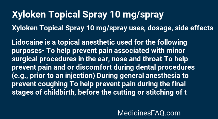 Xyloken Topical Spray 10 mg/spray