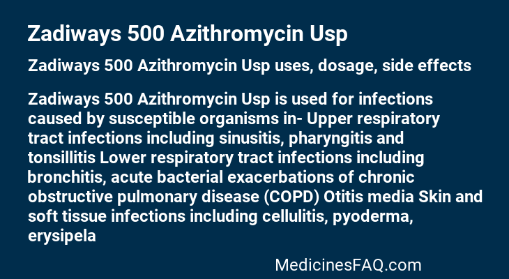 Zadiways 500 Azithromycin Usp