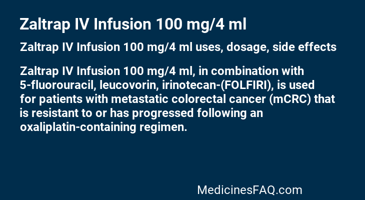 Zaltrap IV Infusion 100 mg/4 ml