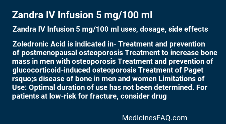 Zandra IV Infusion 5 mg/100 ml