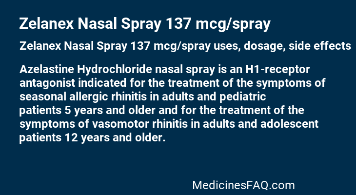 Zelanex Nasal Spray 137 mcg/spray