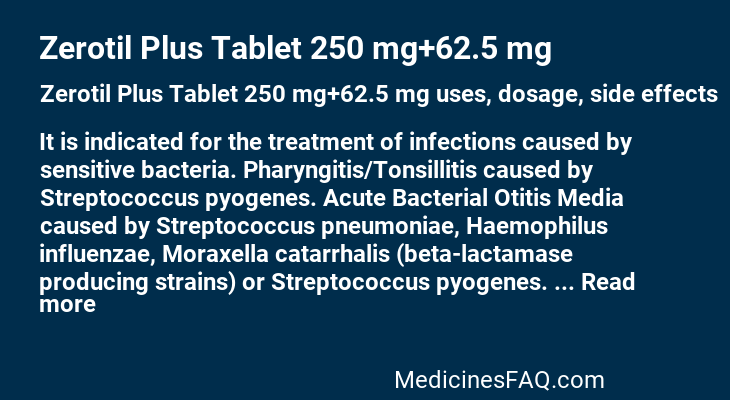 Zerotil Plus Tablet 250 mg+62.5 mg