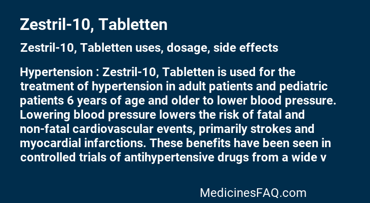 Zestril-10, Tabletten