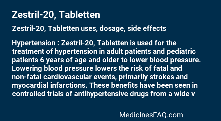 Zestril-20, Tabletten