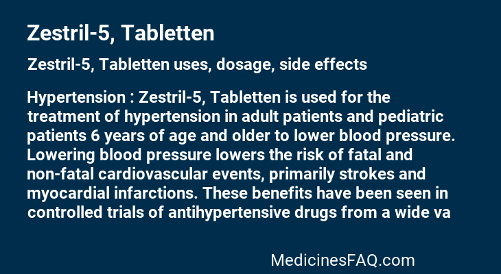Zestril-5, Tabletten