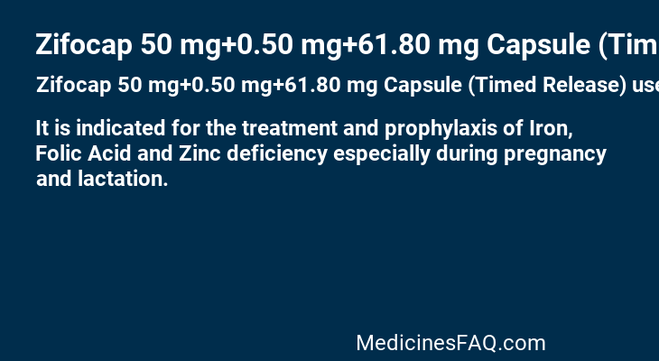 Zifocap 50 mg+0.50 mg+61.80 mg Capsule (Timed Release)