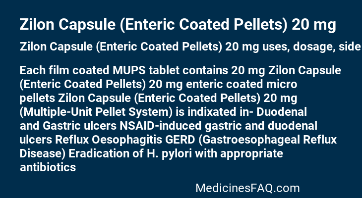 Zilon Capsule (Enteric Coated Pellets) 20 mg