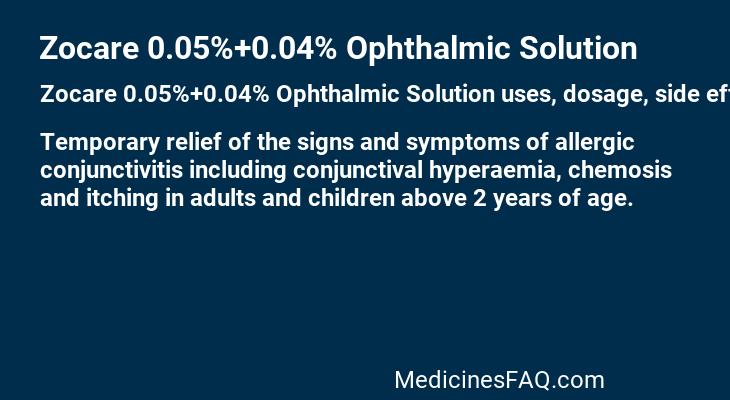 Zocare 0.05%+0.04% Ophthalmic Solution