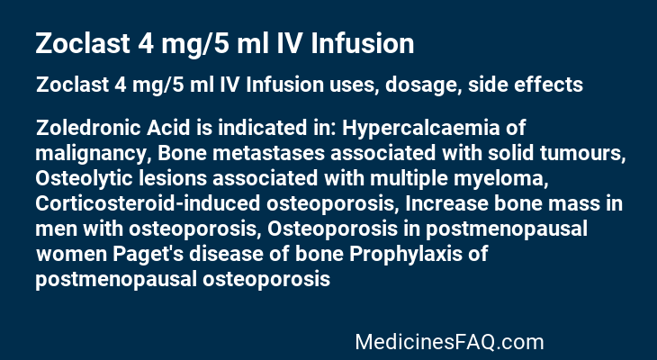 Zoclast 4 mg/5 ml IV Infusion