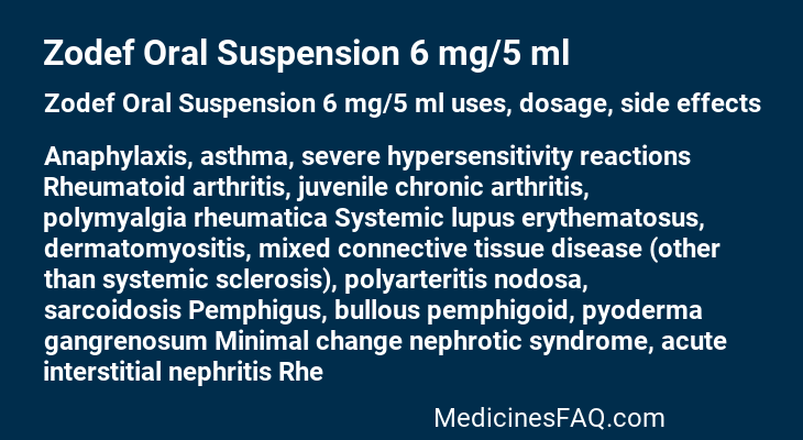 Zodef Oral Suspension 6 mg/5 ml