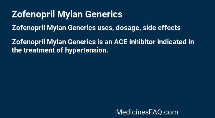 Zofenopril Mylan Generics