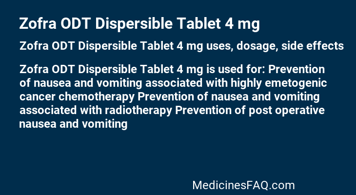Zofra ODT Dispersible Tablet 4 mg