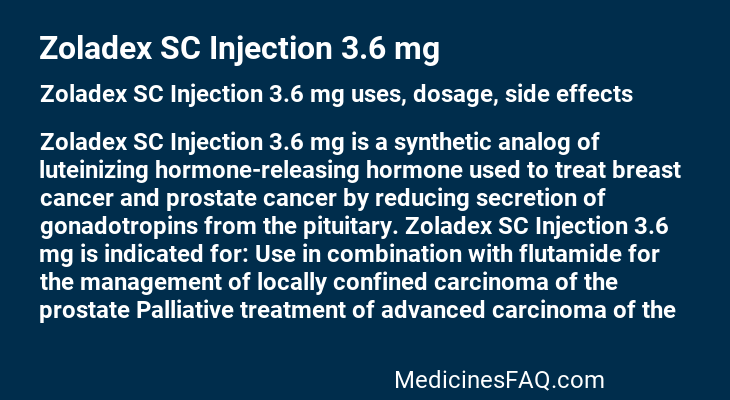 Zoladex SC Injection 3.6 mg