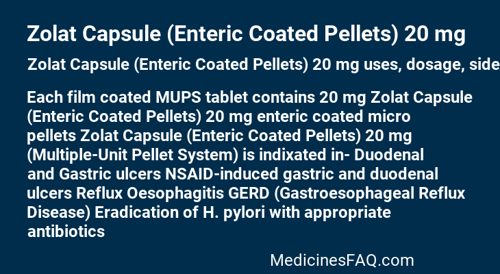 Zolat Capsule (Enteric Coated Pellets) 20 mg