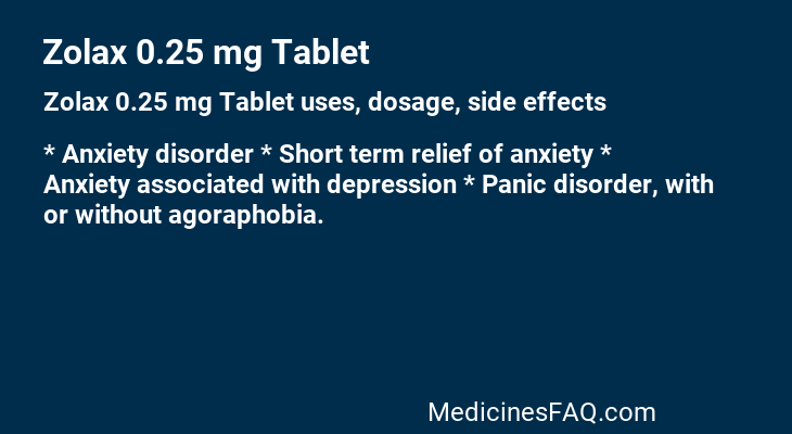 Zolax 0.25 mg Tablet