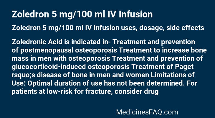 Zoledron 5 mg/100 ml IV Infusion