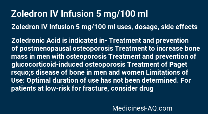 Zoledron IV Infusion 5 mg/100 ml