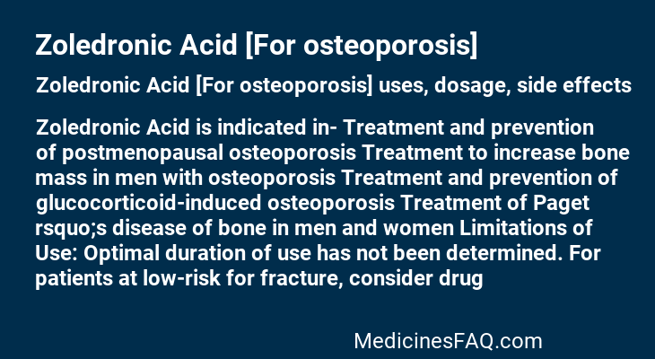 Zoledronic Acid [For osteoporosis]