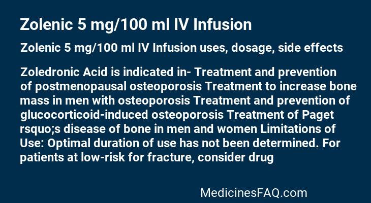 Zolenic 5 mg/100 ml IV Infusion