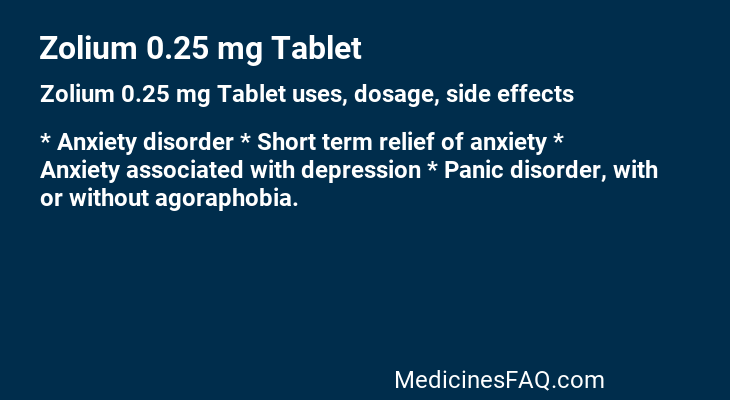 Zolium 0.25 mg Tablet