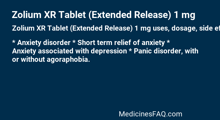 Zolium XR Tablet (Extended Release) 1 mg