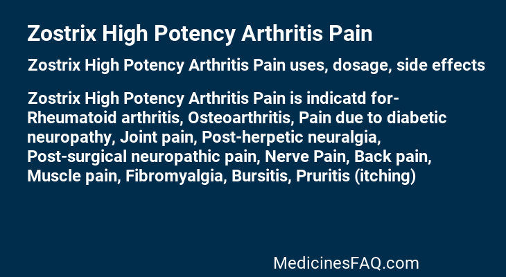 Zostrix High Potency Arthritis Pain