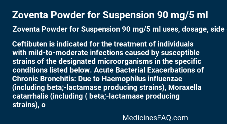 Zoventa Powder for Suspension 90 mg/5 ml