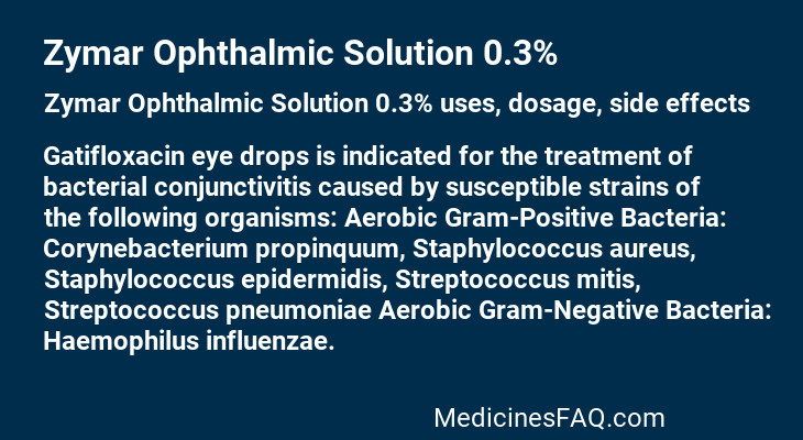 Zymar Ophthalmic Solution 0.3%